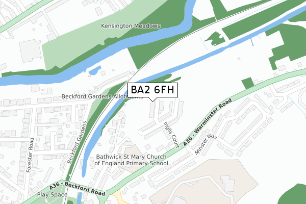 BA2 6FH map - large scale - OS Open Zoomstack (Ordnance Survey)