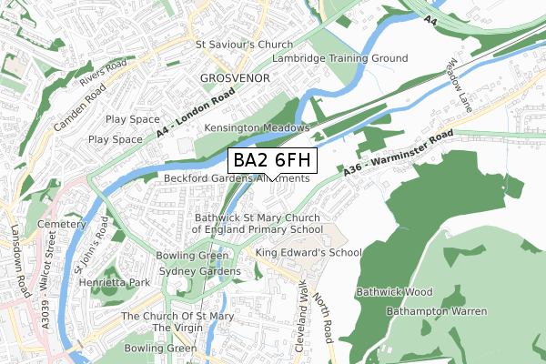 BA2 6FH map - small scale - OS Open Zoomstack (Ordnance Survey)