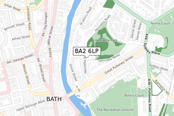 BA2 6LP map - large scale - OS Open Zoomstack (Ordnance Survey)