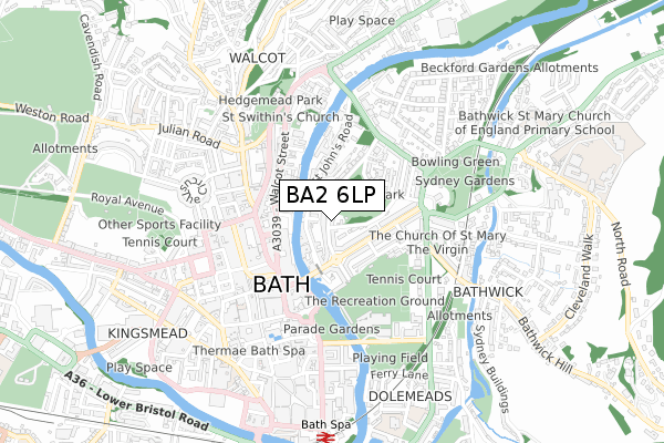 BA2 6LP map - small scale - OS Open Zoomstack (Ordnance Survey)