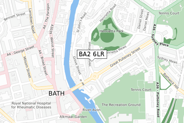 BA2 6LR map - large scale - OS Open Zoomstack (Ordnance Survey)