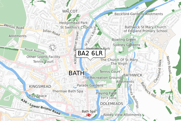 BA2 6LR map - small scale - OS Open Zoomstack (Ordnance Survey)