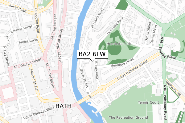 BA2 6LW map - large scale - OS Open Zoomstack (Ordnance Survey)