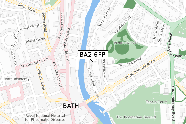 BA2 6PP map - large scale - OS Open Zoomstack (Ordnance Survey)