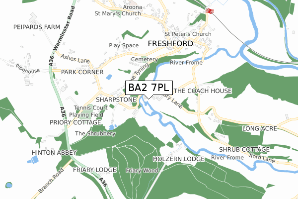 BA2 7PL map - small scale - OS Open Zoomstack (Ordnance Survey)