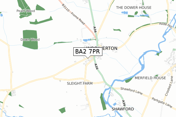 BA2 7PR map - small scale - OS Open Zoomstack (Ordnance Survey)