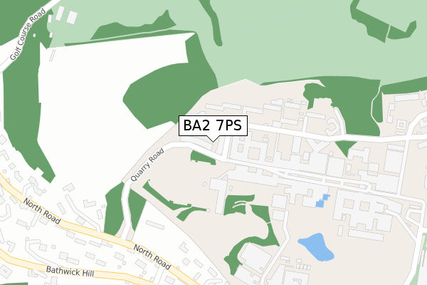 BA2 7PS map - large scale - OS Open Zoomstack (Ordnance Survey)