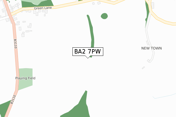 BA2 7PW map - large scale - OS Open Zoomstack (Ordnance Survey)