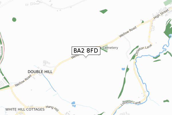 BA2 8FD map - small scale - OS Open Zoomstack (Ordnance Survey)