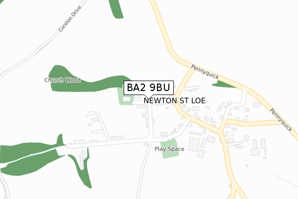 BA2 9BU map - large scale - OS Open Zoomstack (Ordnance Survey)