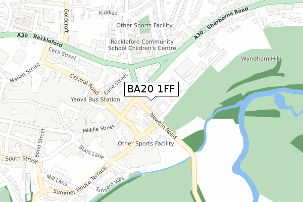 BA20 1FF map - large scale - OS Open Zoomstack (Ordnance Survey)