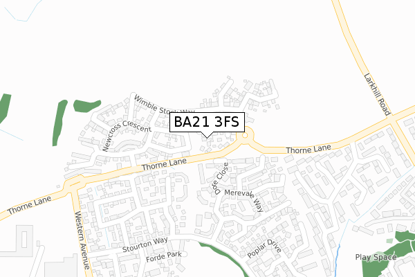 BA21 3FS map - large scale - OS Open Zoomstack (Ordnance Survey)