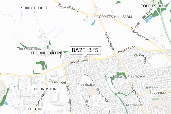 BA21 3FS map - small scale - OS Open Zoomstack (Ordnance Survey)