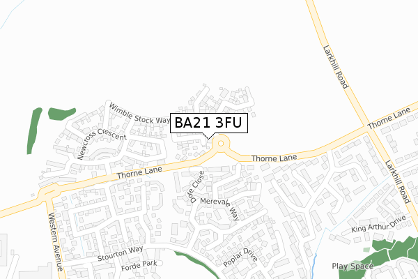 BA21 3FU map - large scale - OS Open Zoomstack (Ordnance Survey)