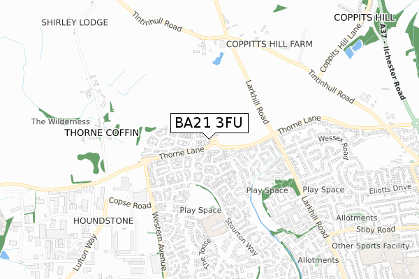 BA21 3FU map - small scale - OS Open Zoomstack (Ordnance Survey)