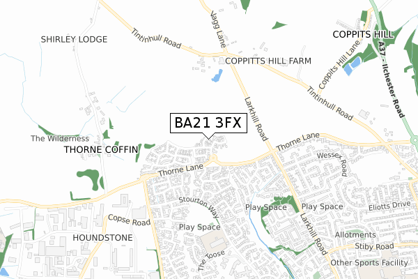 BA21 3FX map - small scale - OS Open Zoomstack (Ordnance Survey)