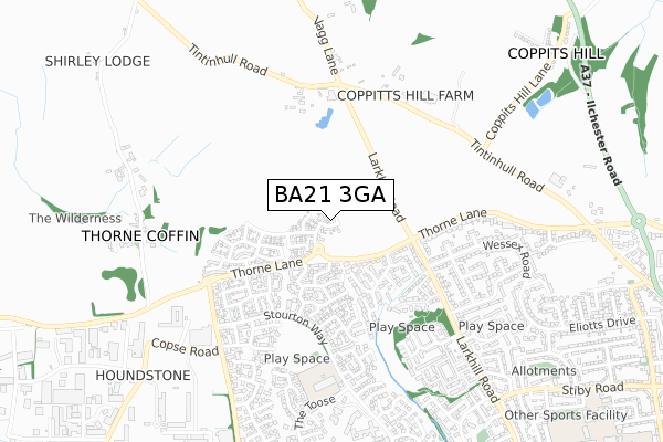 BA21 3GA map - small scale - OS Open Zoomstack (Ordnance Survey)