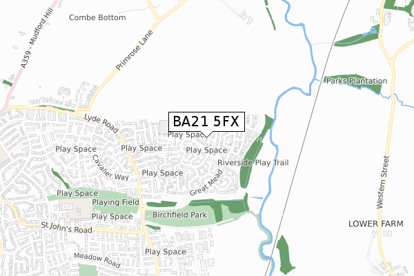 BA21 5FX map - small scale - OS Open Zoomstack (Ordnance Survey)