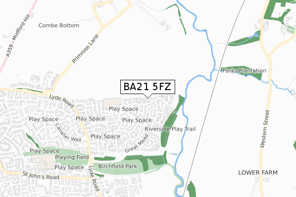 BA21 5FZ map - small scale - OS Open Zoomstack (Ordnance Survey)