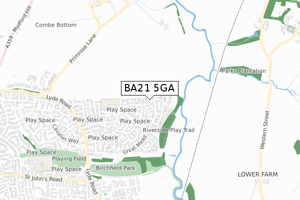 BA21 5GA map - small scale - OS Open Zoomstack (Ordnance Survey)