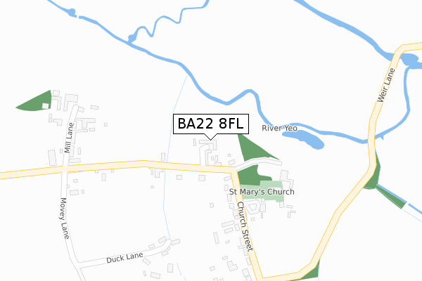 BA22 8FL map - large scale - OS Open Zoomstack (Ordnance Survey)