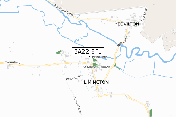 BA22 8FL map - small scale - OS Open Zoomstack (Ordnance Survey)