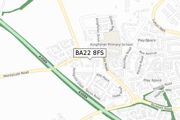 BA22 8FS map - large scale - OS Open Zoomstack (Ordnance Survey)