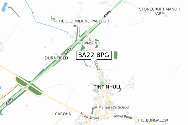 BA22 8PG map - small scale - OS Open Zoomstack (Ordnance Survey)