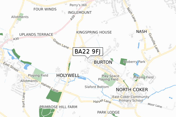 BA22 9FJ map - small scale - OS Open Zoomstack (Ordnance Survey)