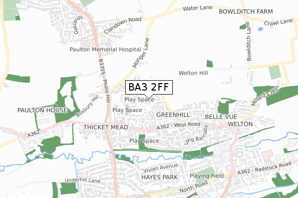 BA3 2FF map - small scale - OS Open Zoomstack (Ordnance Survey)