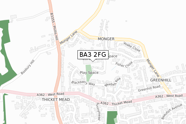 BA3 2FG map - large scale - OS Open Zoomstack (Ordnance Survey)