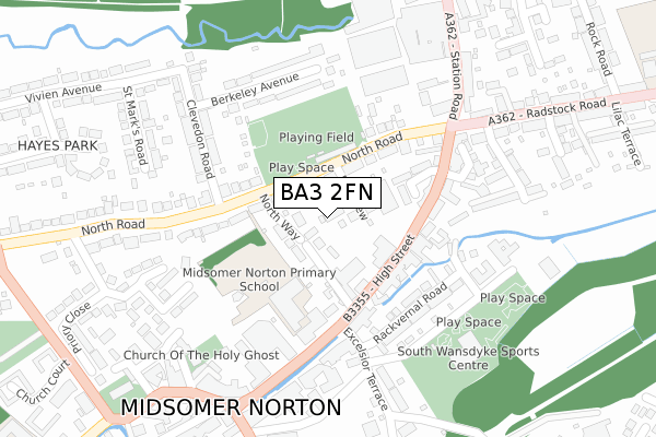 BA3 2FN map - large scale - OS Open Zoomstack (Ordnance Survey)