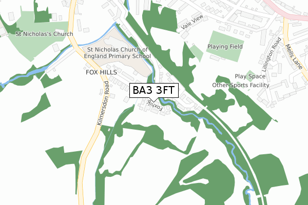 BA3 3FT map - large scale - OS Open Zoomstack (Ordnance Survey)