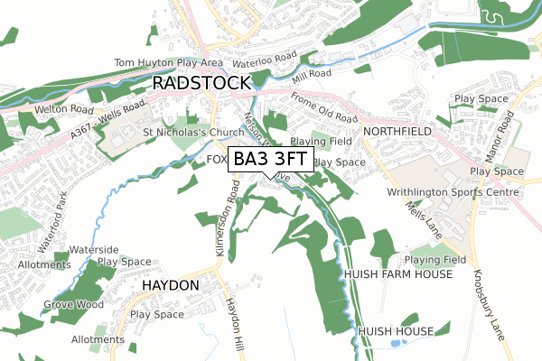 BA3 3FT map - small scale - OS Open Zoomstack (Ordnance Survey)