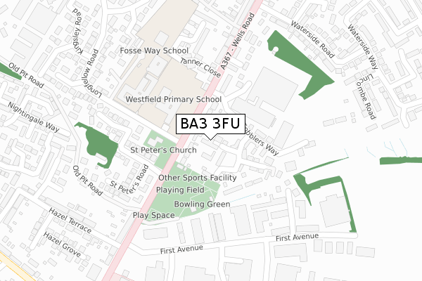 BA3 3FU map - large scale - OS Open Zoomstack (Ordnance Survey)