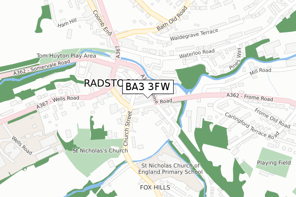 BA3 3FW map - large scale - OS Open Zoomstack (Ordnance Survey)