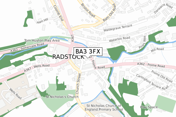 BA3 3FX map - large scale - OS Open Zoomstack (Ordnance Survey)