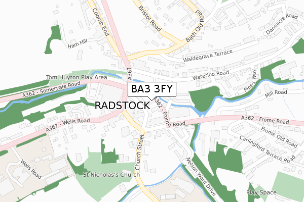 BA3 3FY map - large scale - OS Open Zoomstack (Ordnance Survey)