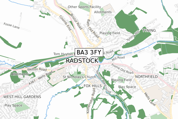 BA3 3FY map - small scale - OS Open Zoomstack (Ordnance Survey)