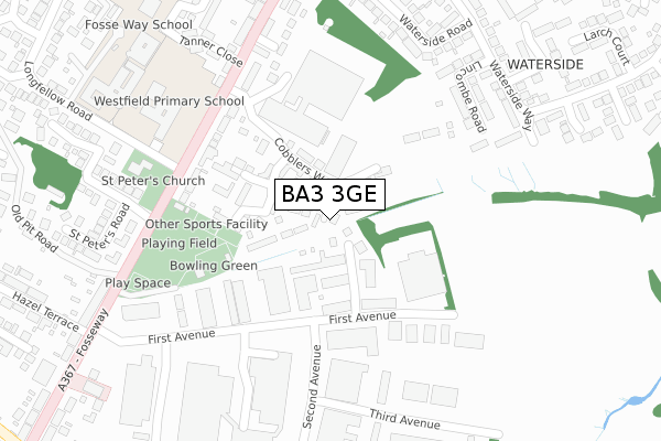 BA3 3GE map - large scale - OS Open Zoomstack (Ordnance Survey)