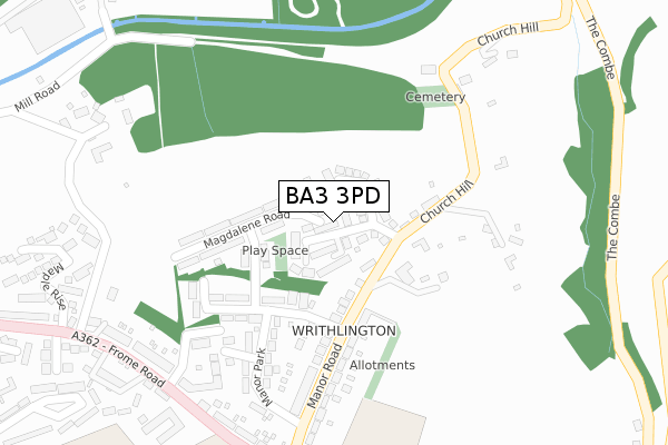 BA3 3PD map - large scale - OS Open Zoomstack (Ordnance Survey)