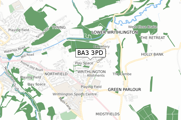 BA3 3PD map - small scale - OS Open Zoomstack (Ordnance Survey)