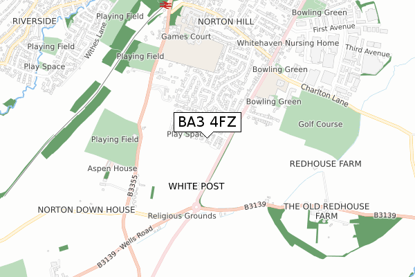 BA3 4FZ map - small scale - OS Open Zoomstack (Ordnance Survey)