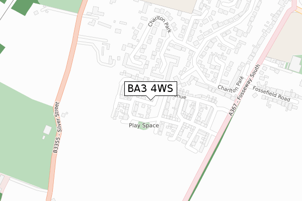 BA3 4WS map - large scale - OS Open Zoomstack (Ordnance Survey)