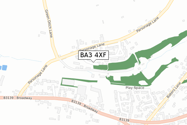 BA3 4XF map - large scale - OS Open Zoomstack (Ordnance Survey)