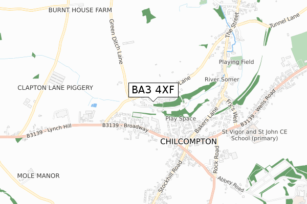 BA3 4XF map - small scale - OS Open Zoomstack (Ordnance Survey)