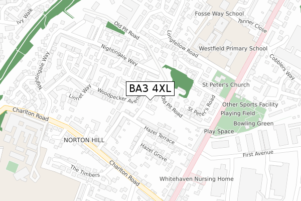 BA3 4XL map - large scale - OS Open Zoomstack (Ordnance Survey)