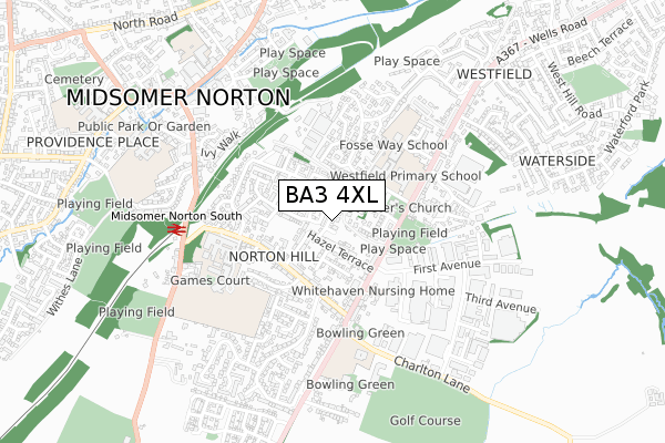 BA3 4XL map - small scale - OS Open Zoomstack (Ordnance Survey)