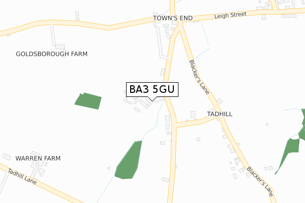 BA3 5GU map - large scale - OS Open Zoomstack (Ordnance Survey)