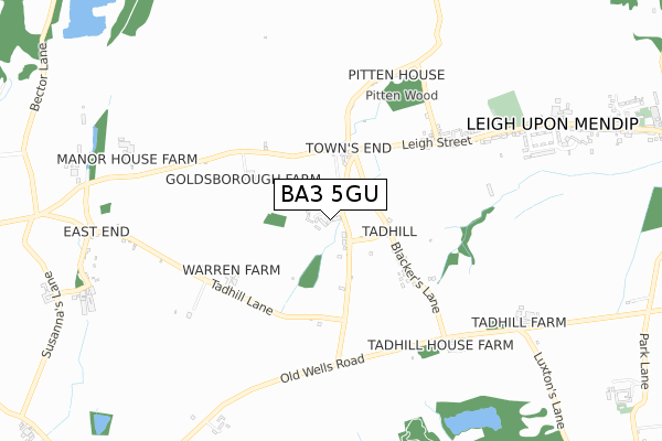 BA3 5GU map - small scale - OS Open Zoomstack (Ordnance Survey)